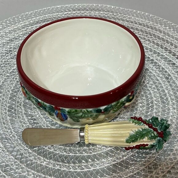 Pfaltzgraff Holiday Garland Dip Bowl and Spreader Set NWOT - Picture 2 of 6